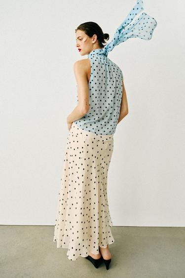 TOP LUNARES LAZO - Azul de Zara