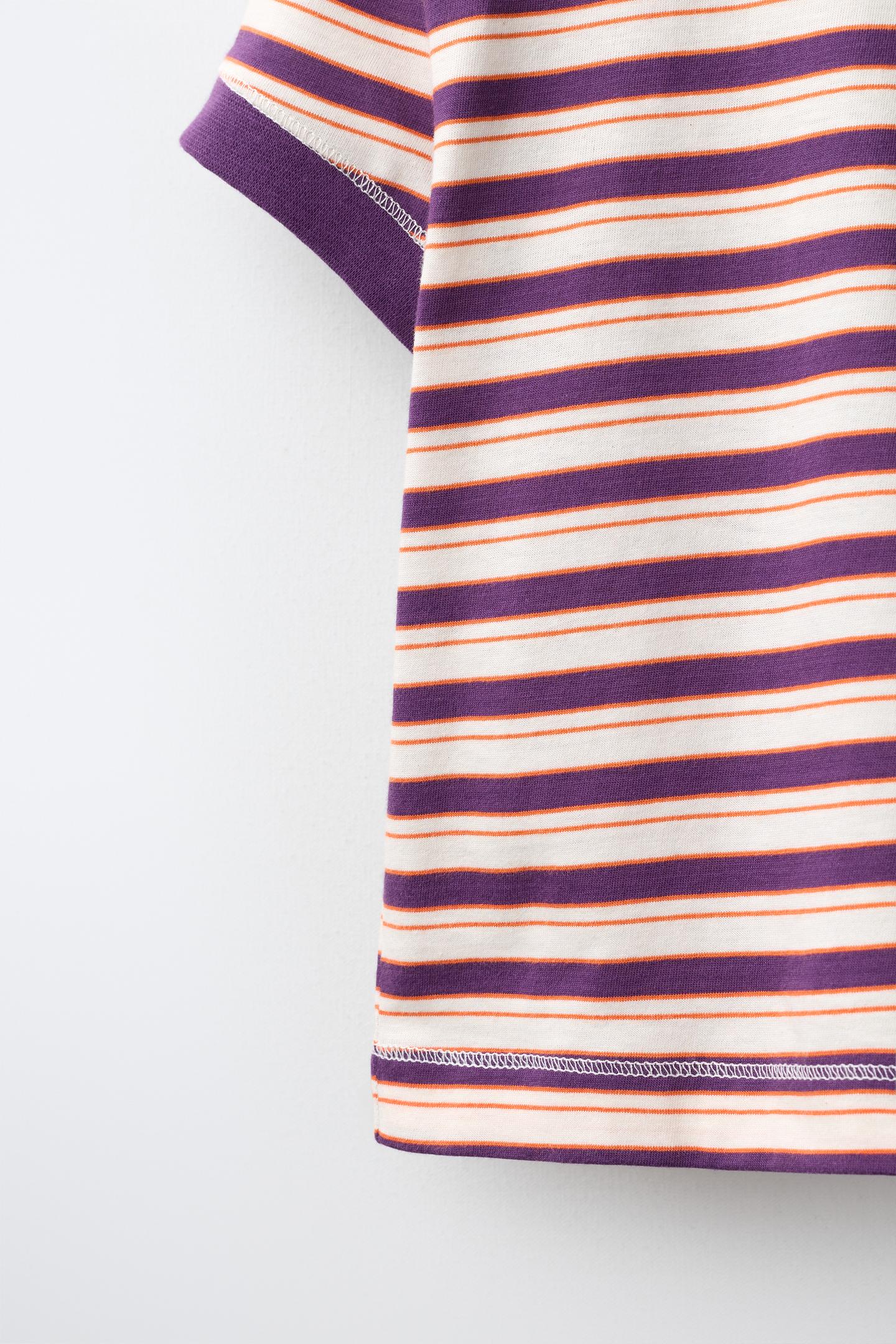 Детская футболка Zara Striped, цвет: Фиолетовый — фото 4