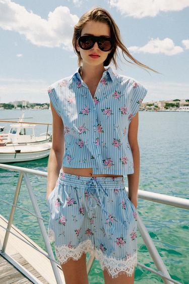 STRIPED SHIRT AND BERMUDA SHORTS SET - Tangerine by Zara