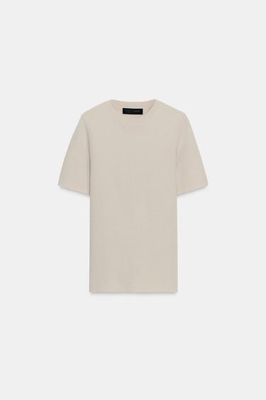 Zara SHORT SLEEVE BASIC KNIT TOP - Ice