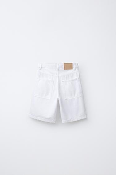 RELAXED BAGGY DENIM BERMUDA SHORTS - Oyster-white by Zara - Image 1