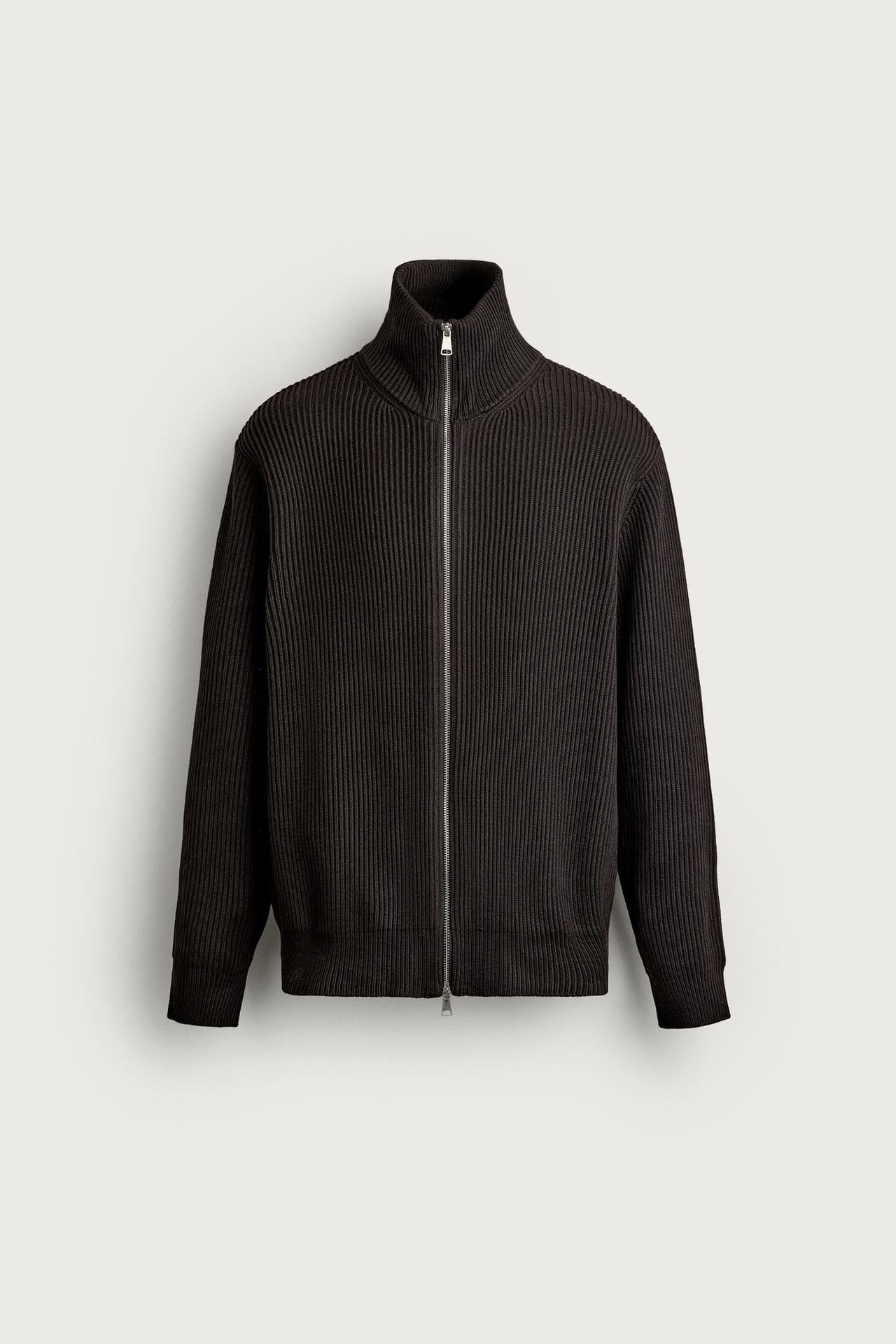 COMPACT ZIP CARDIGAN — Chocolate