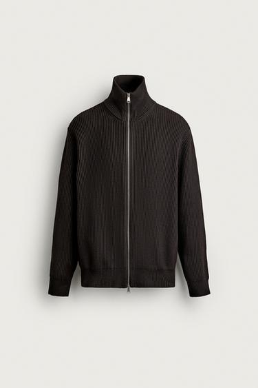 COMPACT ZIP CARDIGAN — Chocolate 1