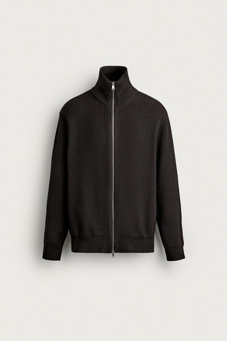 COMPACT ZIP CARDIGAN — Chocolate