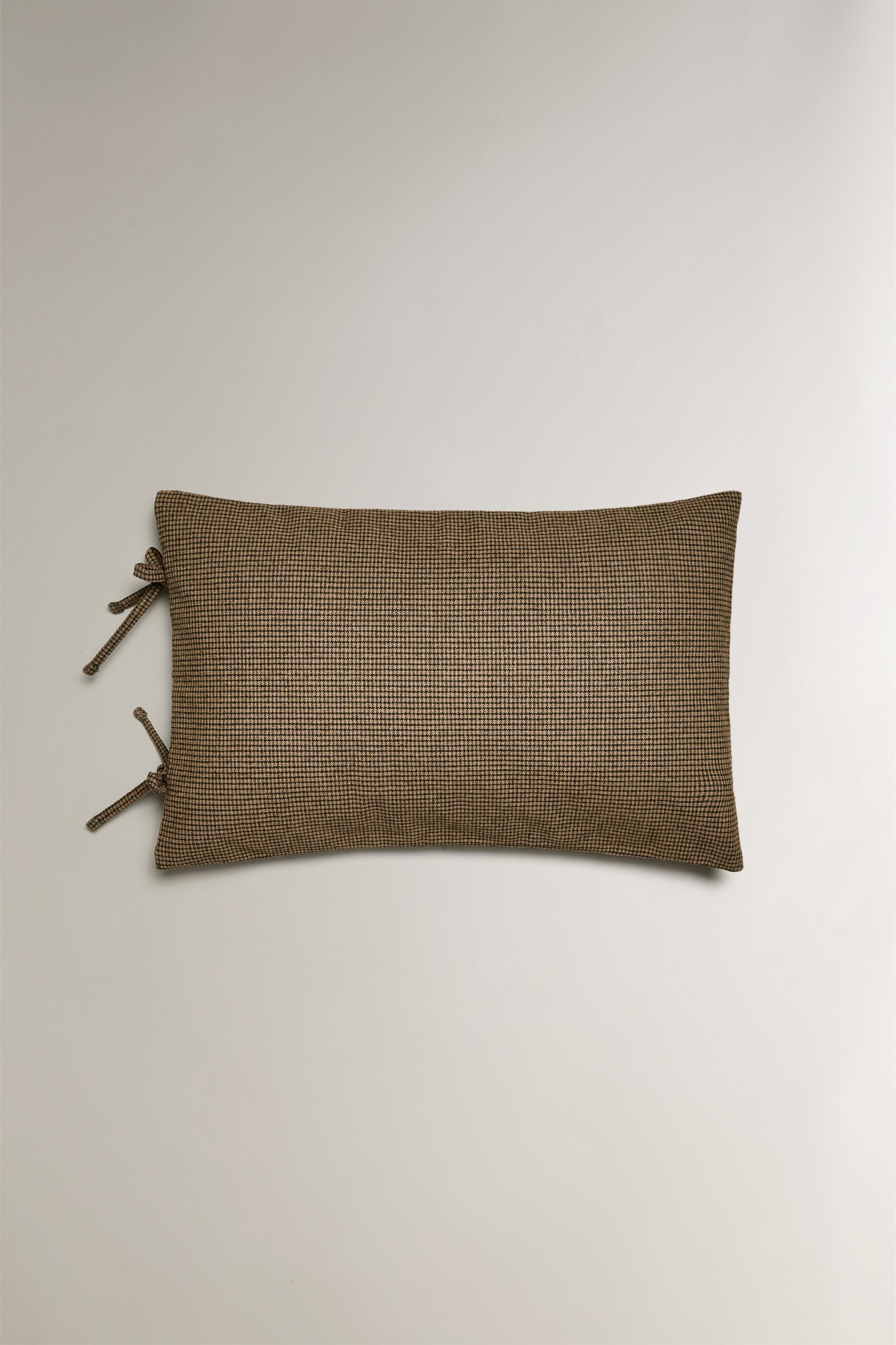 クリスマスチェック柄コットン＆リネン製クッションカバー - グリーン