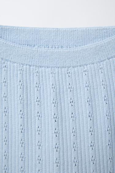 PANTALON EN MAILLE AJOURÉ - Bleu clair de Zara - Image 2