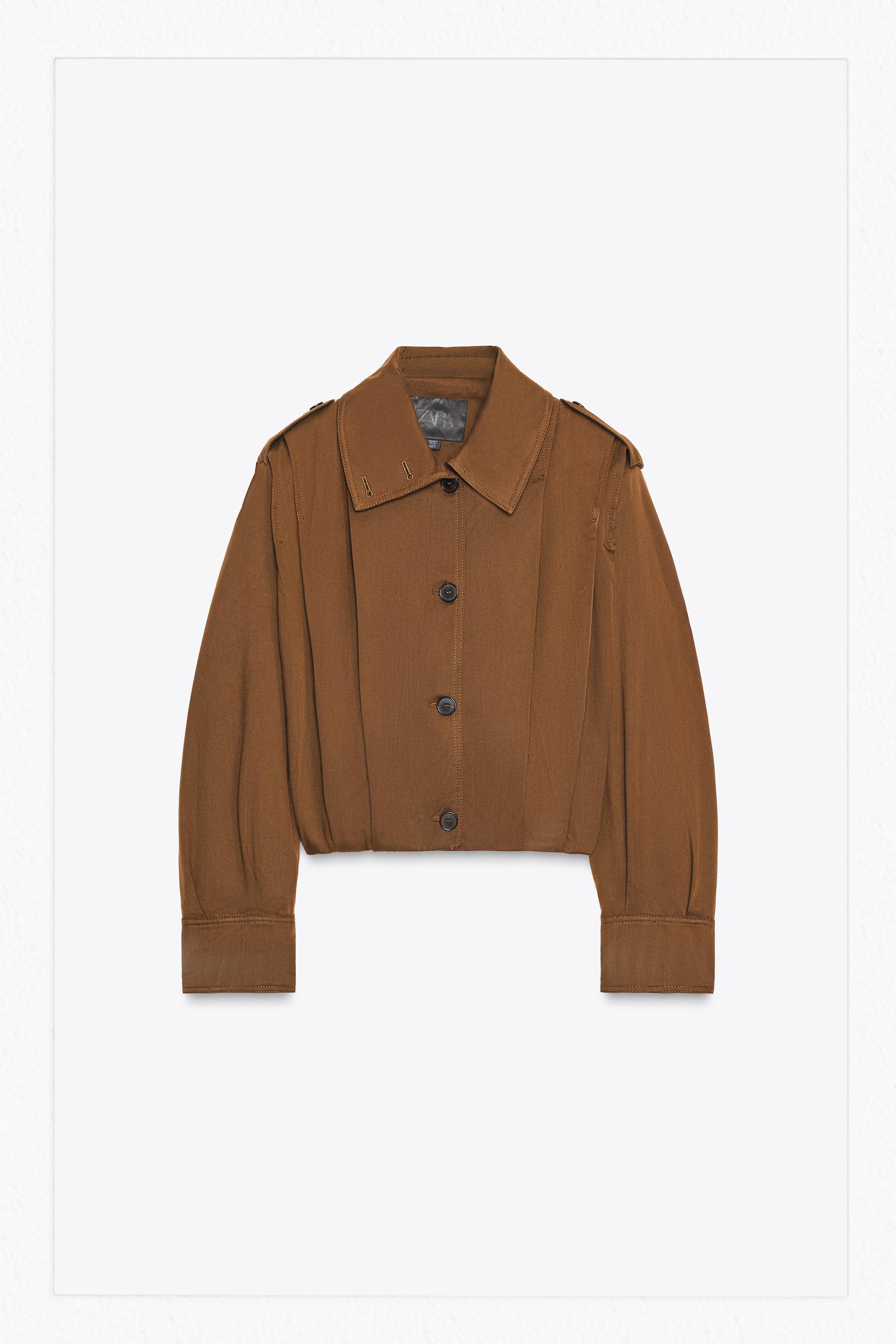 ZARA(ザラ)ダブルフェイスショートジャケット　ボア　ダークブラウン ZWコレクション ボアジャケット - ゴールデンブラウン | ZARA