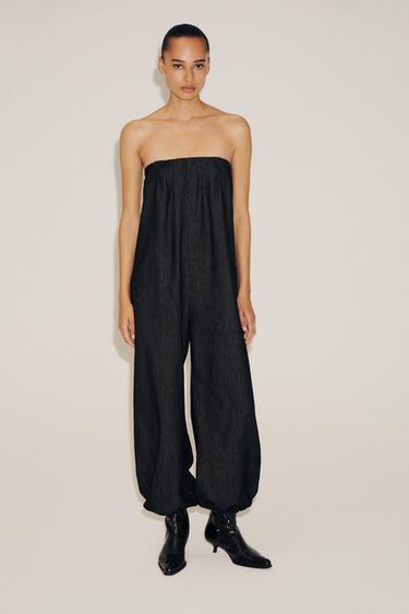 COMBINAISON BUSTIER EN JEAN TRF - Noir de Zara - Image 0