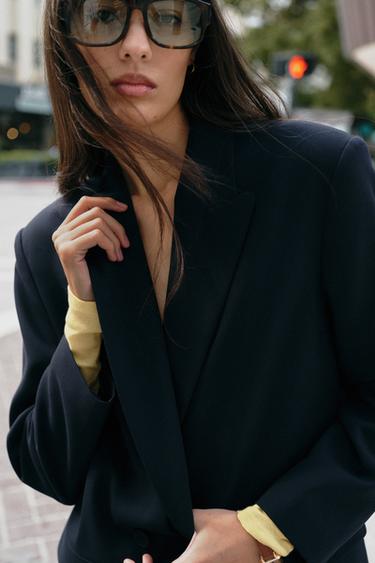 VESTE OVERSIZE À BOUTONNAGE CROISÉ - Bleu marine de Zara - Image 2