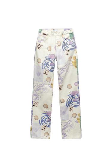 STRAIGHT FIT PRINTED JEANS