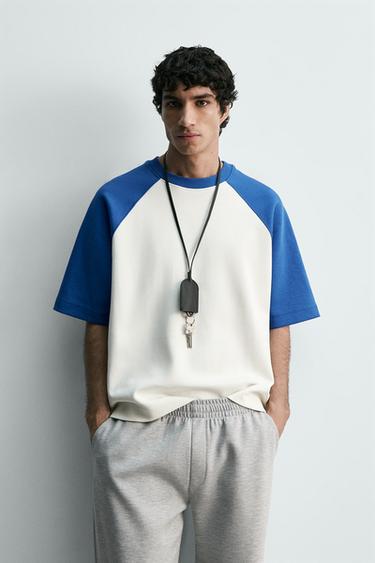 COLOUR BLOCK T-SHIRT - Blue by Zara