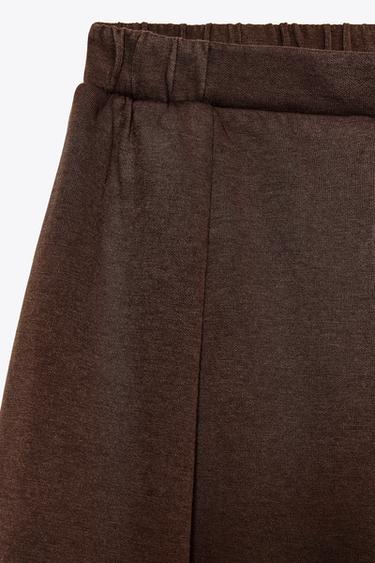 PANTALON INTERLOCK EFFET DÉLAVÉ - Marron foncé de Zara - Image 7