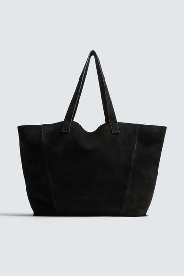 LEATHER TOTE BAG - Black by Zara