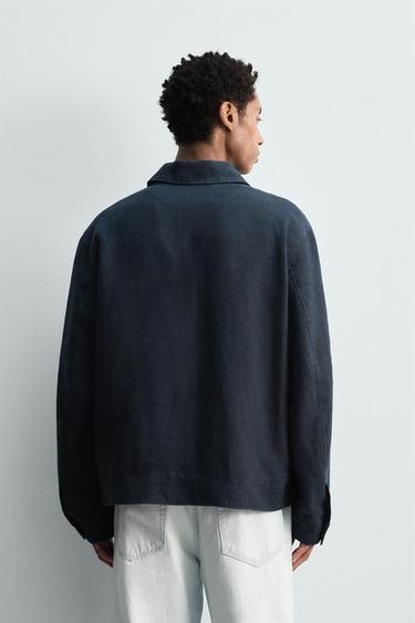 REGULAR FIT 100% LINEN JACKET - Dark navy by Zara - Image 2