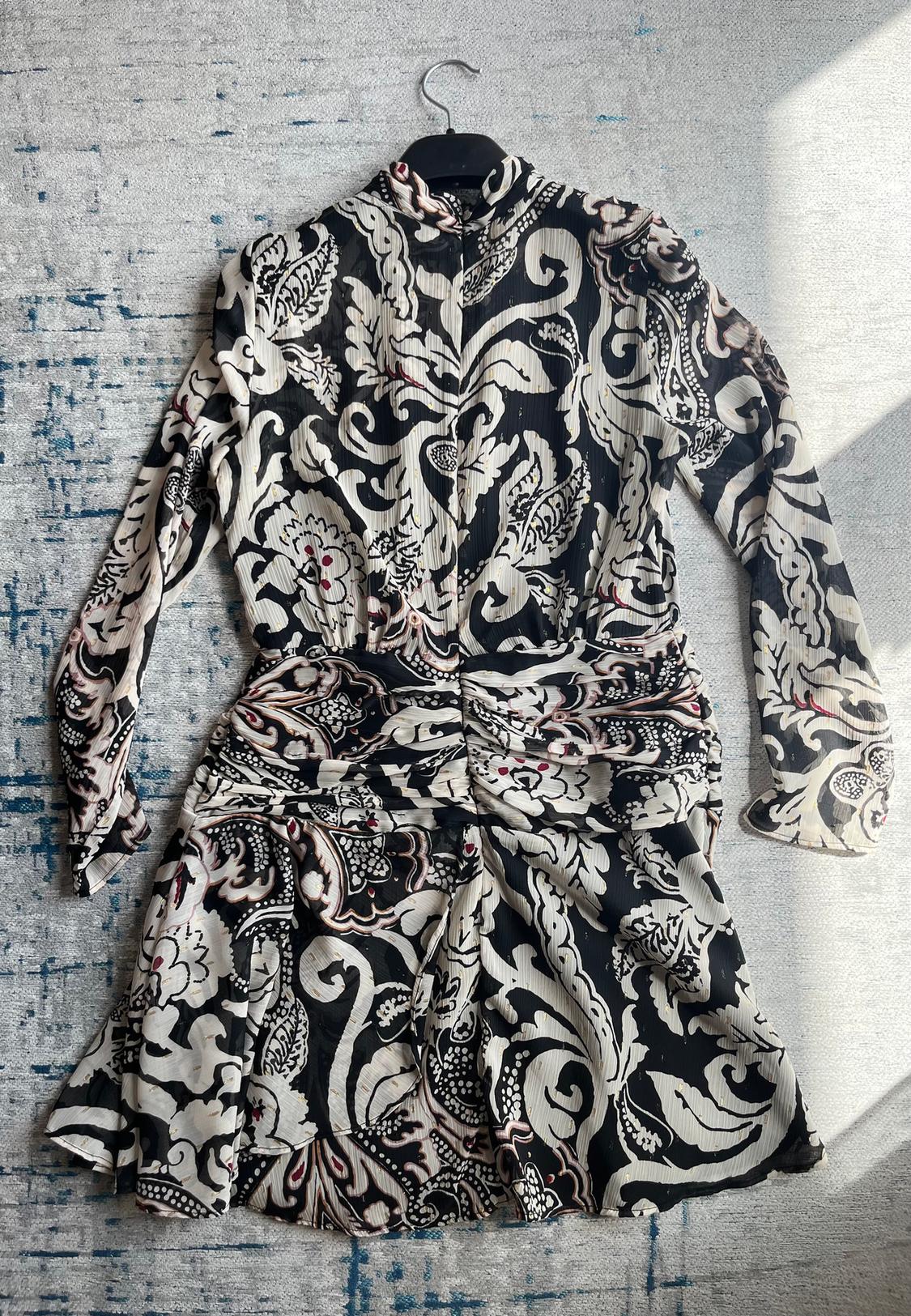 SHORT PRINTED DRESS WITH METALLIC THREAD - Image 2