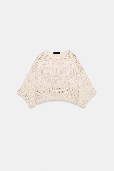 TOP EN MAILLE ET RUBANS - Écru de Zara - Image 6