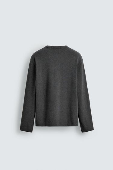 RIBBED HENLEY T-SHIRT - Dark grey by Zara - Image 8