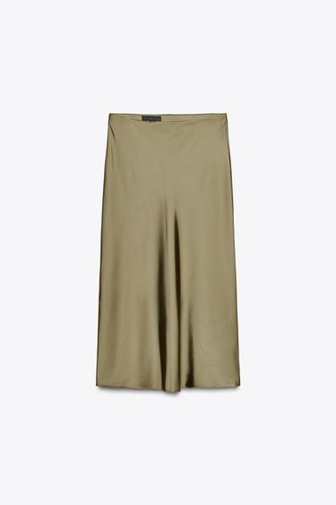FALDA MIDI SATINADA - Aceite de Zara
