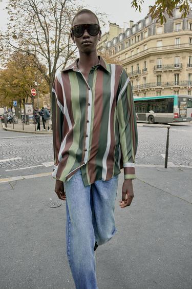 STRIPED SATIN BLOUSE - Multicoloured by Zara