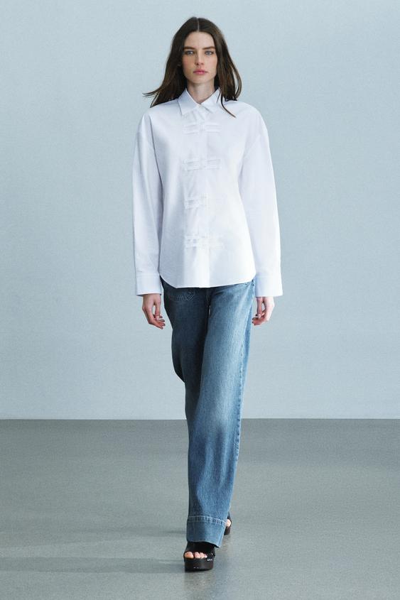 قميص أكسفورد بأزرار ZW - أبيض الخاص بـ Zara - صورة 0