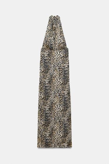 ROBE HALTER SATINÉE À IMPRIMÉ ANIMALIER - Leopard de Zara - Image 5