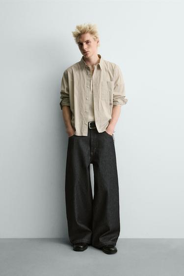 Zara CUPID PRINT PLAID SHIRT - Ecru