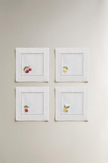 Zara RAMIE FRUIT COASTERS (PACK OF 4) - Ecru - Image 0