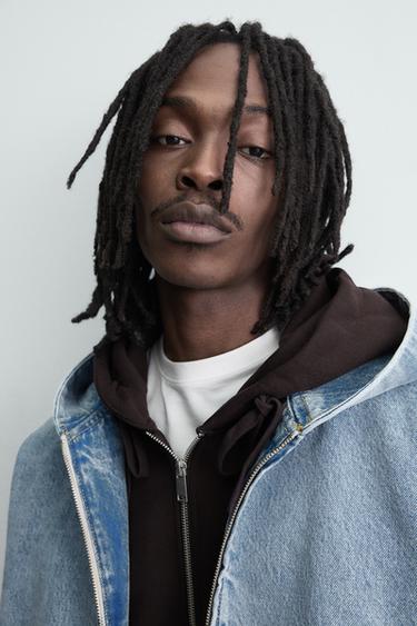 WASHED HOODED JACKET - Light blue by Zara