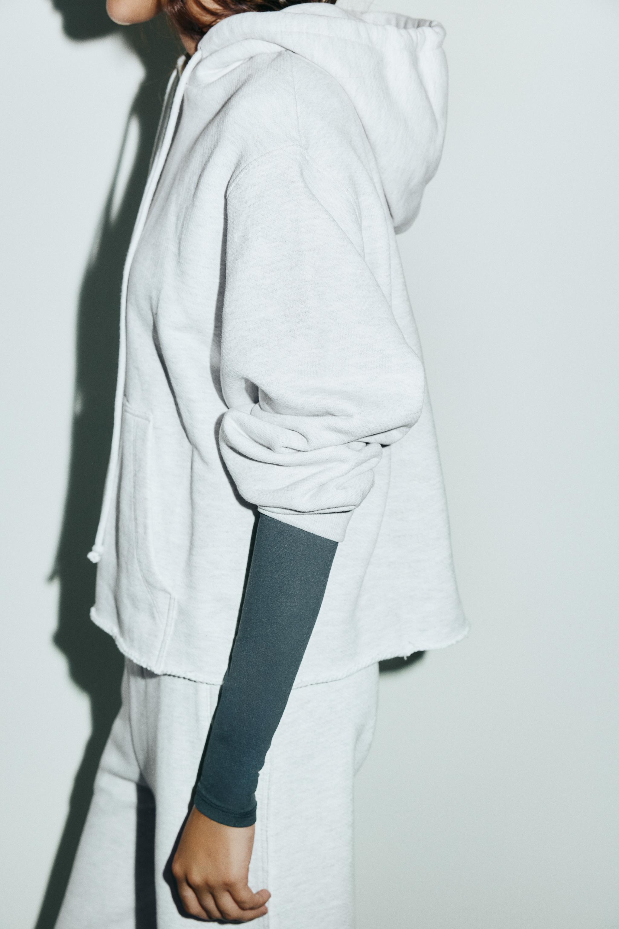 Sweat à Capuche Zara Femme - Taille S, Crème, Coton Avec élasthanne, Occasion