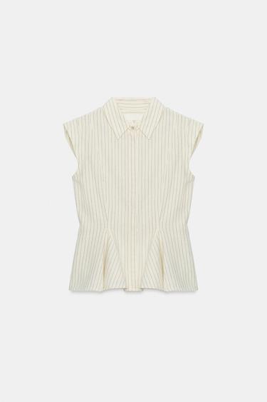 CAMISA PEPLUM RAYAS ZW COLLECTION - Crudo de Zara
