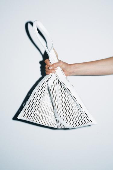 OPENWORK LEATHER TOTE BAG -  by Zara