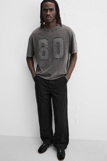 WASHED PATCH T-SHIRT - Dark anthracite by Zara - Image 6