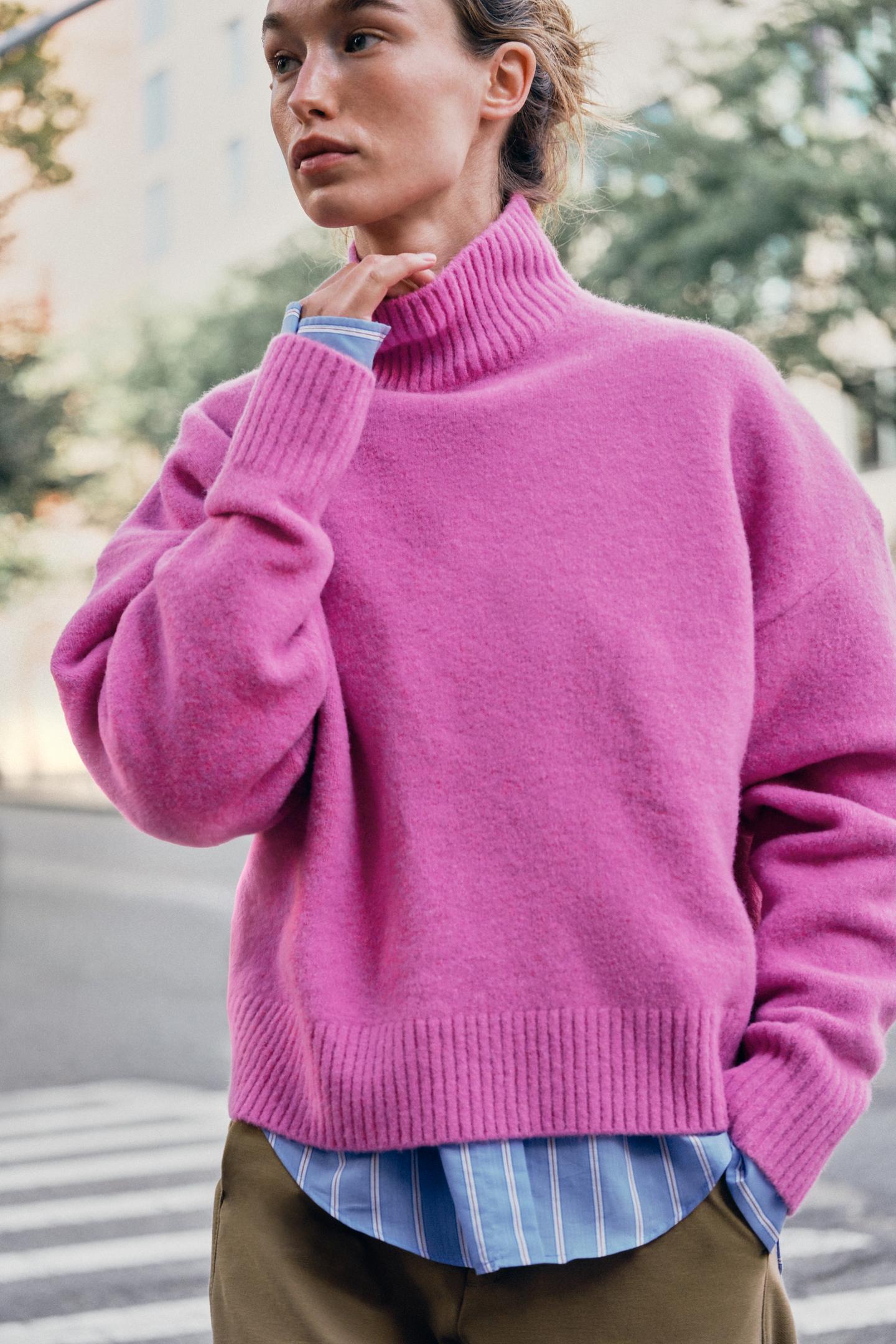 Женский свитер Zara Soft Knit, цвет: Розовый — фото 5