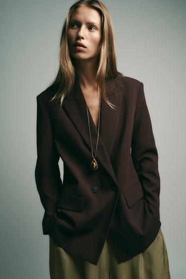 BLAZER CRUZADA OVERSIZE - Marrón de Zara