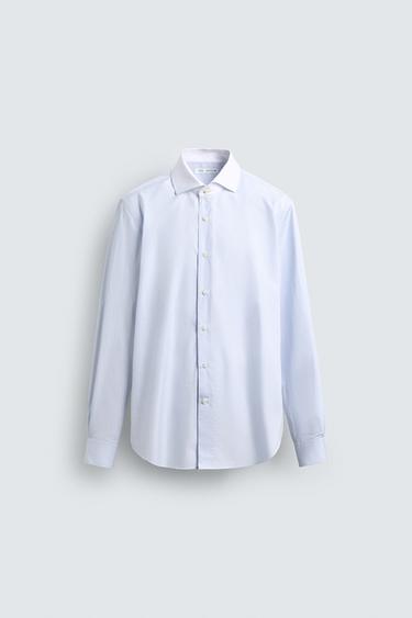 Zara SLIM FIT CONTRAST COLLAR SHIRT - striped