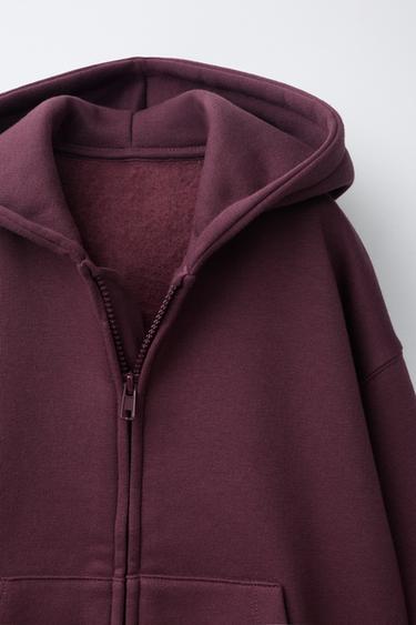 سويت شيرت بسحاب وغطاء رأس - عقيقي الخاص بـ Zara
