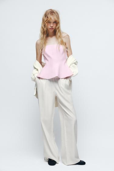 PEPLUM BANDEAU TOP - Pastel pink by Zara - Image 0