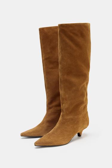 SUEDE HEELED BOOTS - Brown by Zara - Image 3
