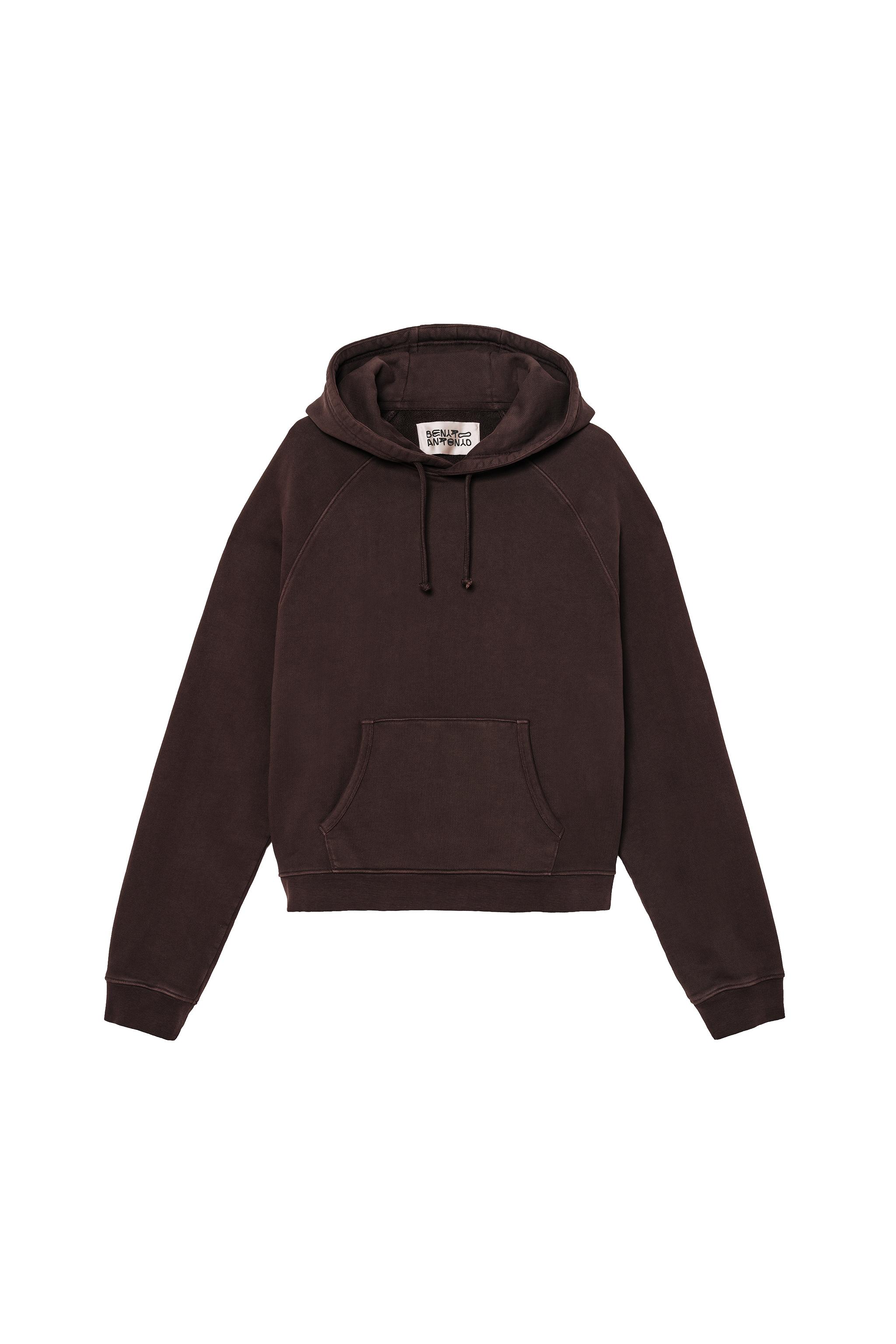 EMBROIDERED LOGO HOODIE SWEATSHIRT — Brown