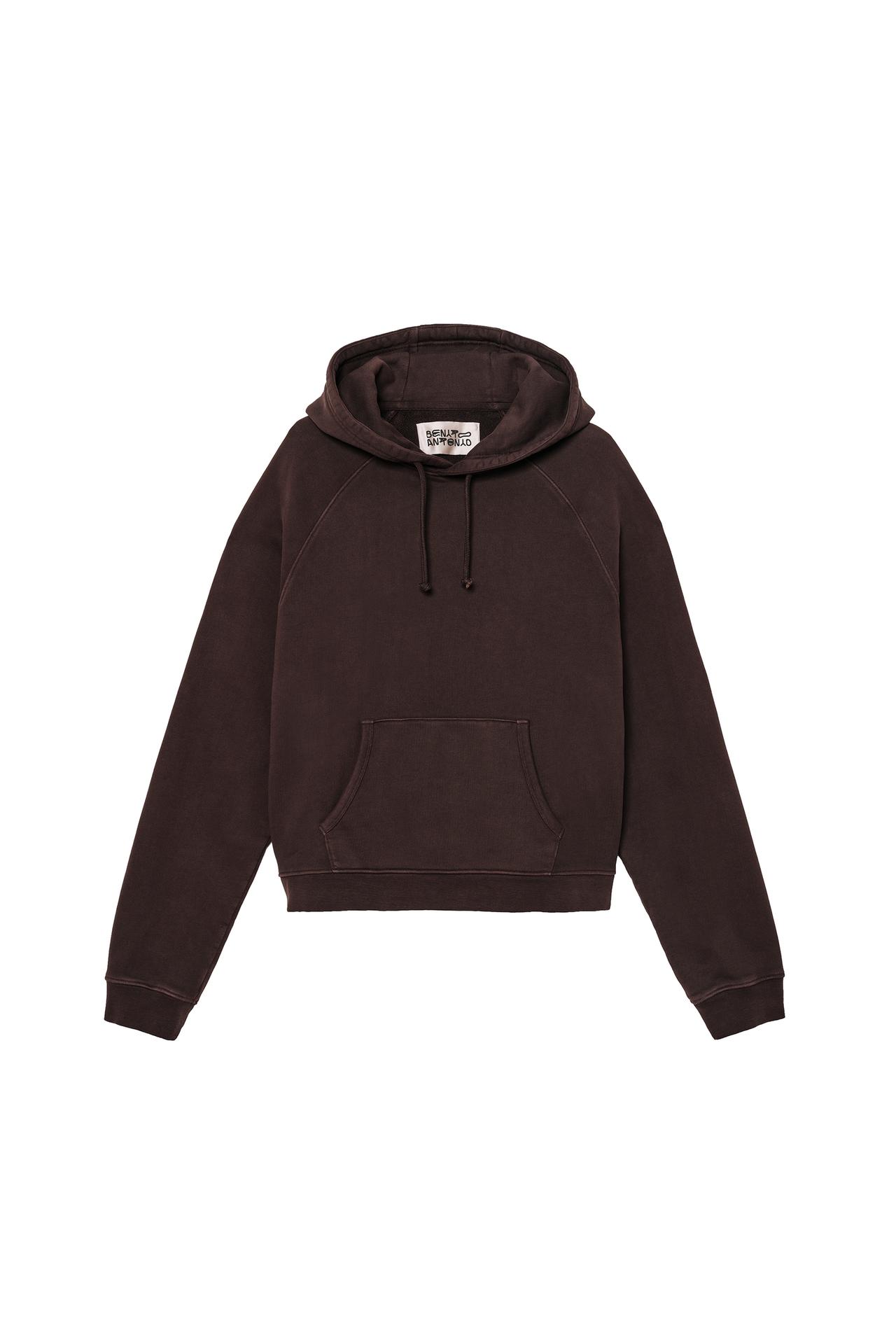 EMBROIDERED LOGO HOODIE SWEATSHIRT — Brown