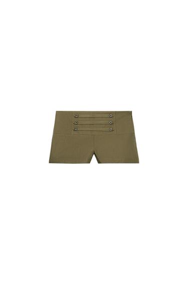 SHORT MINI À BOUTONS - Kaki de Zara