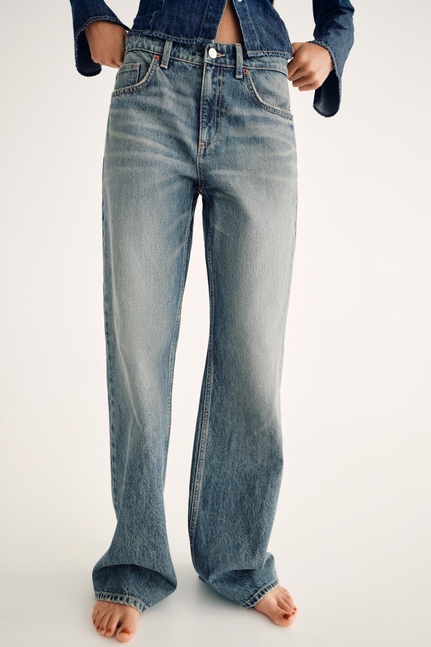 TRF WIDE-LEG ミッドライズFULL LENGTH デニムパンツ - ブルー | ZARA 