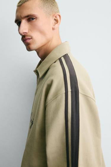 SWEAT COUPE BOXY BANDES BRODÉES - Marron clair de Zara - Image 5