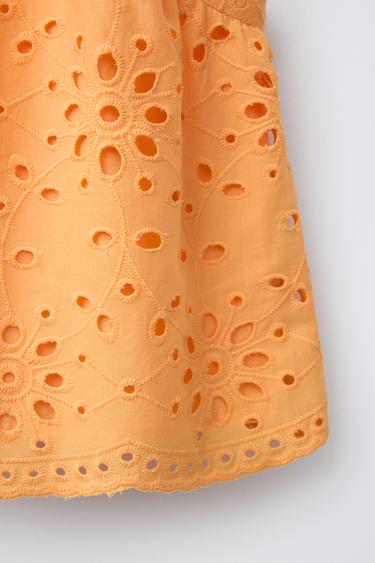 SCHIFFLI EMBROIDERY STRAPPY TOP - Tangerine by Zara - Image 3