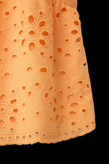 SCHIFFLI EMBROIDERY STRAPPY TOP - Tangerine by Zara