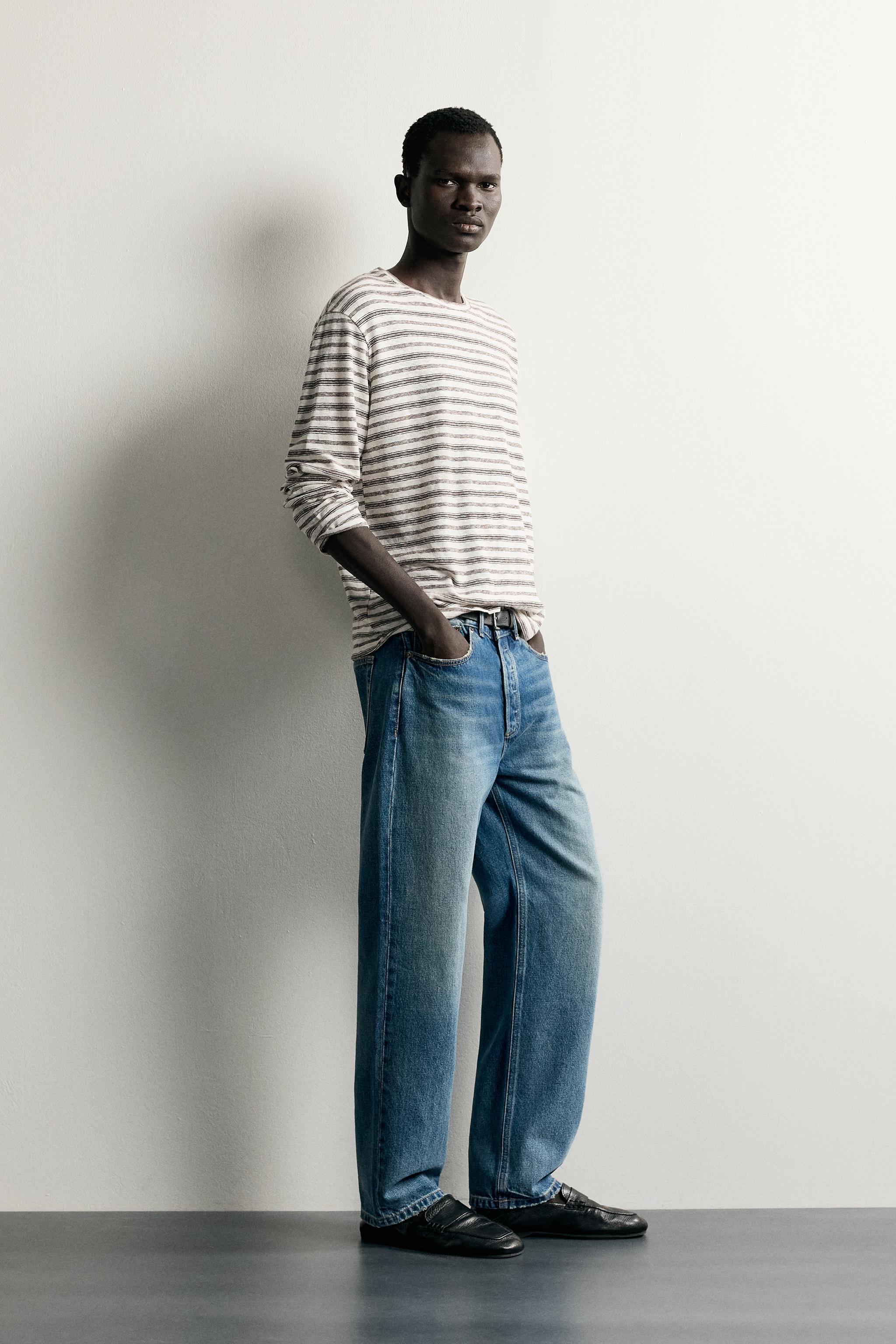 Zara ÇİZGİLİ RELAXED FIT T-SHIRT görsel 4