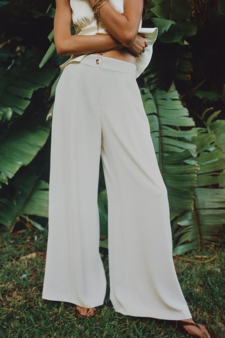 GOLD BUTTON PALAZZO TROUSERS