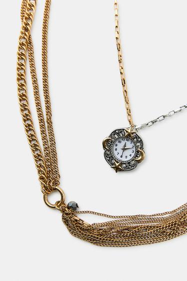 PACK OF 3 WATCH CHARM NECKLACES - Gold / Silver by Zara - Image 3