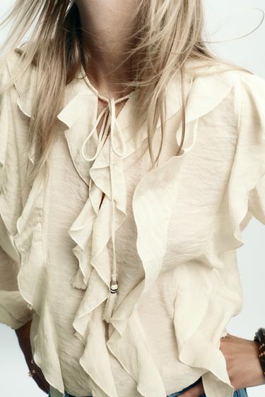 ROMANTIC RUFFLED BLOUSE - Butter by Zara - Image 2