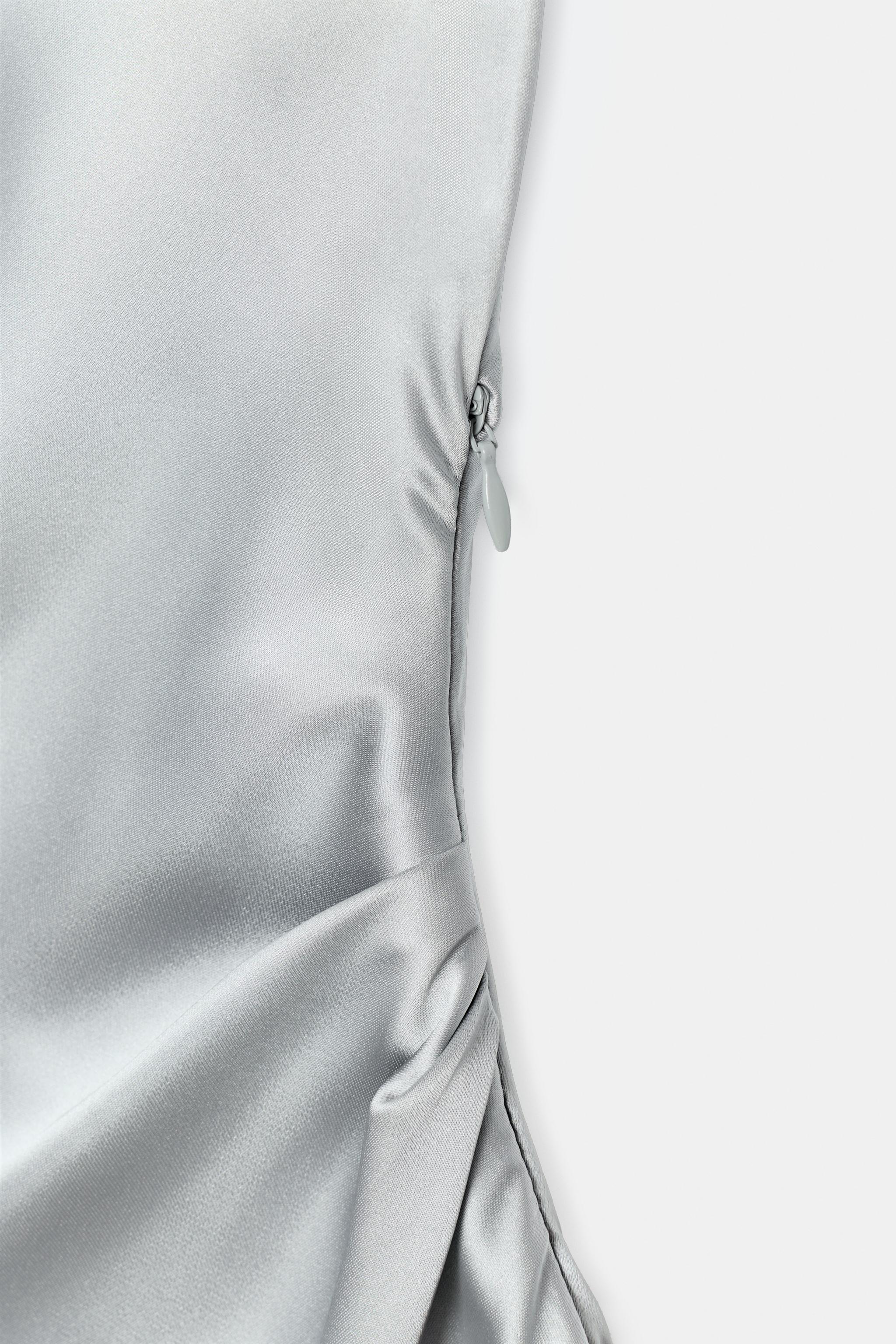 ASYMMETRIC SATIN DRESS - Steel | ZARA South Africa